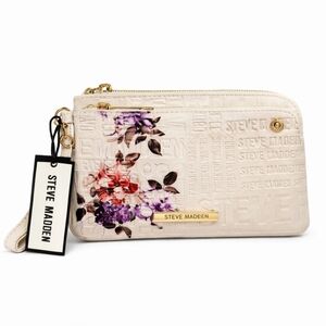 Steve Madden Cream Floral Wristlet Pouch | NWT | Zip Pouch Bag